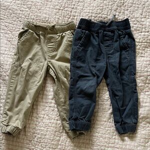 Kids Elastic Waist Jogger Pants - Black and Tan